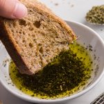 sourdough bread, dipping spices, olive oil